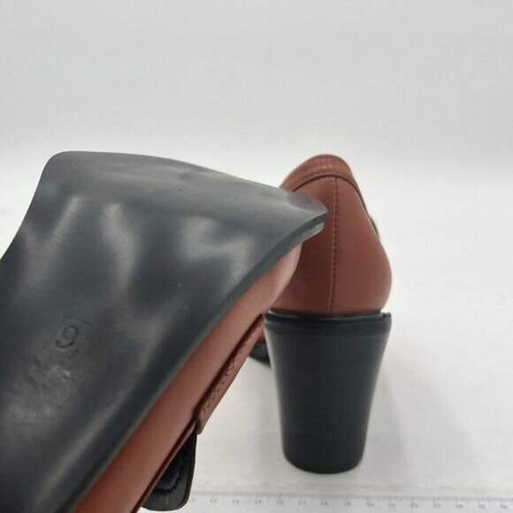 YDN Women Chunky High Heels Round Toe Oxford Loafer Shoes Slip On Office Work - Picture 5 of 7